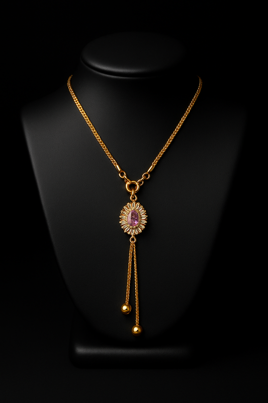 Pink Oval Stone Necklace